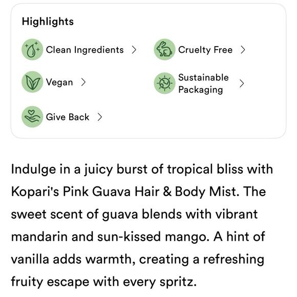 Kopari Pink Guava Hair Body Mist, Mango, Mandarin, Coconut, Vanilla, Sandalwood - Picture 14 of 15